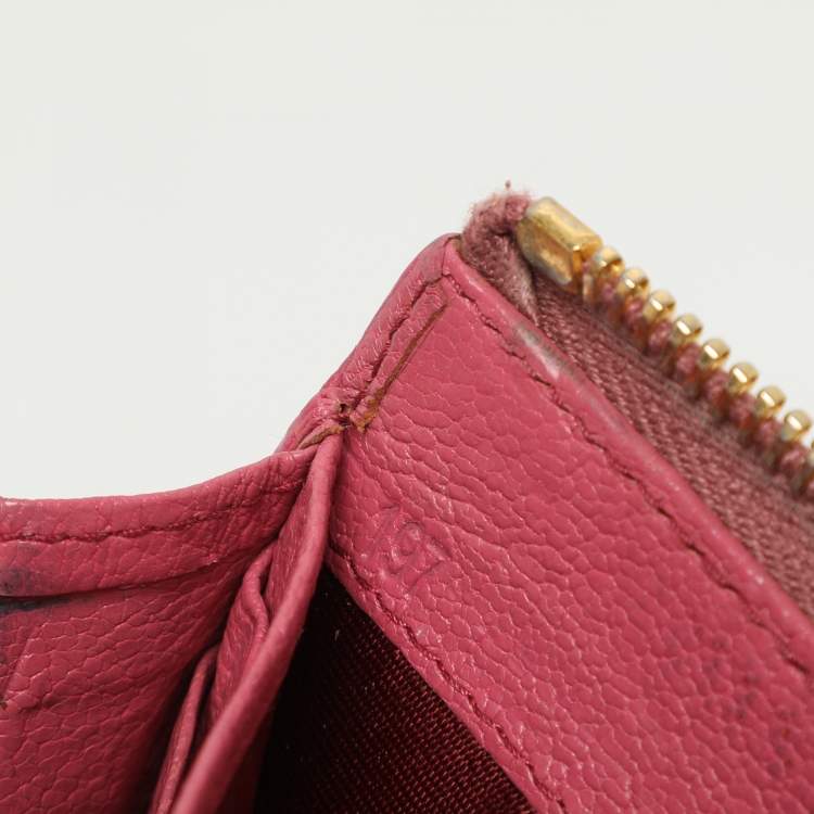 Pre Owned Miu Miu Pink Leather Zip Around Wallet