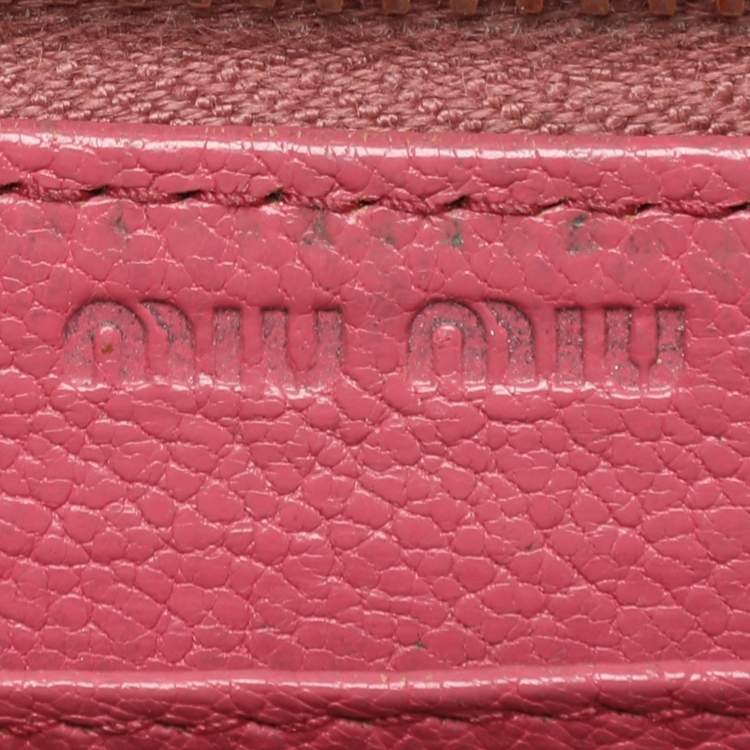 Pre Owned Miu Miu Pink Leather Zip Around Wallet