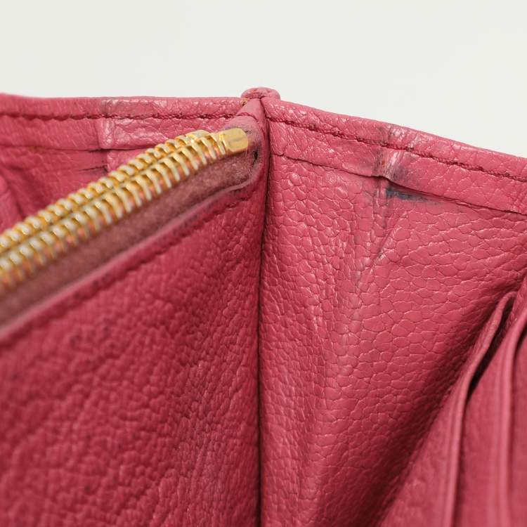 Pre Owned Miu Miu Pink Leather Zip Around Wallet