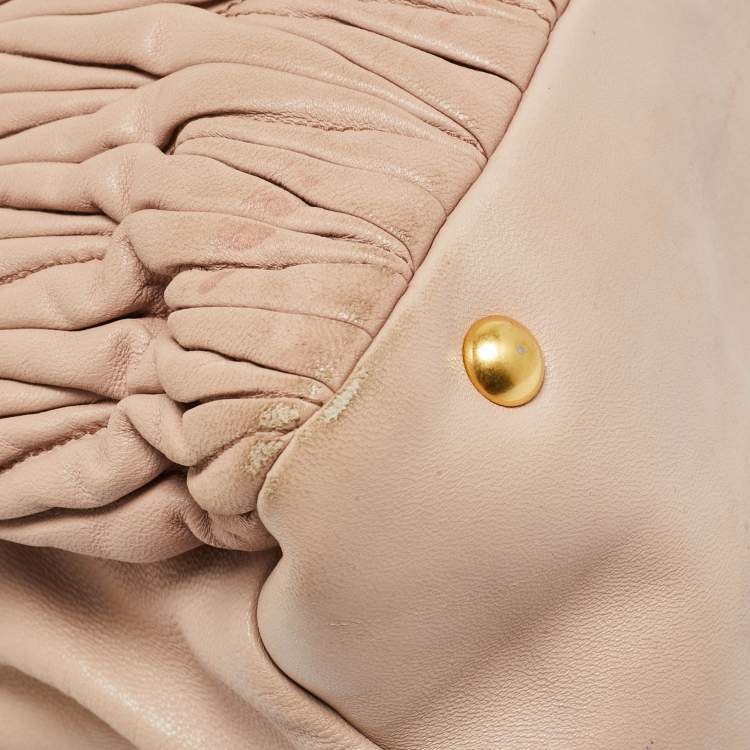 Pre Owned Miu Miu Old Rose Matelasse Leather Double Zip Tote