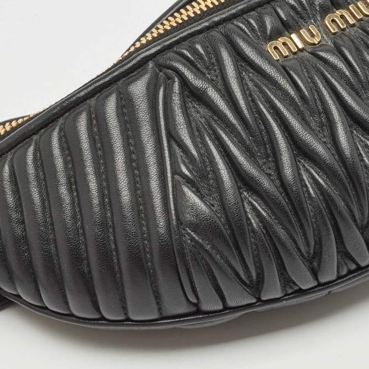 Pre Owned Miu Miu Black Matelassé Leather Belt Bag