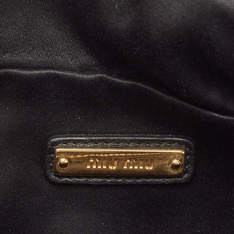 Pre Owned Miu Miu Black Matelassé Leather Belt Bag