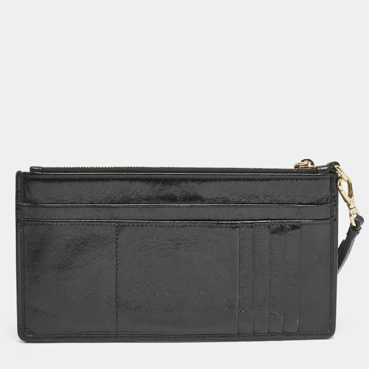 Pre Owned Miu Miu Black Patchwork Leather Utility Wallet