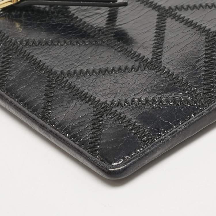 Pre Owned Miu Miu Black Patchwork Leather Utility Wallet
