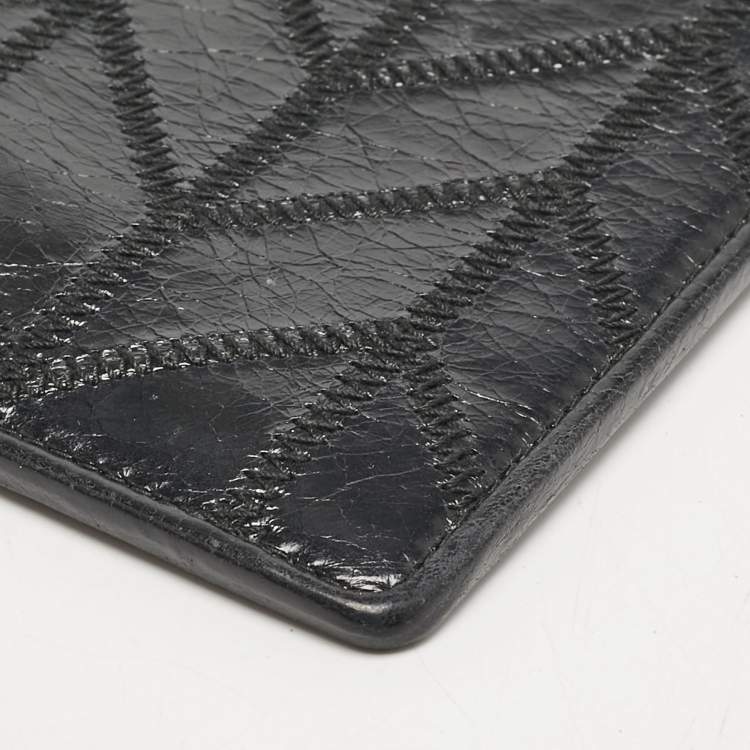 Pre Owned Miu Miu Black Patchwork Leather Utility Wallet