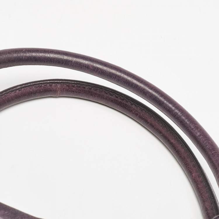 Pre Owned Miu Miu Purple Distressed Leather Charm Satchel