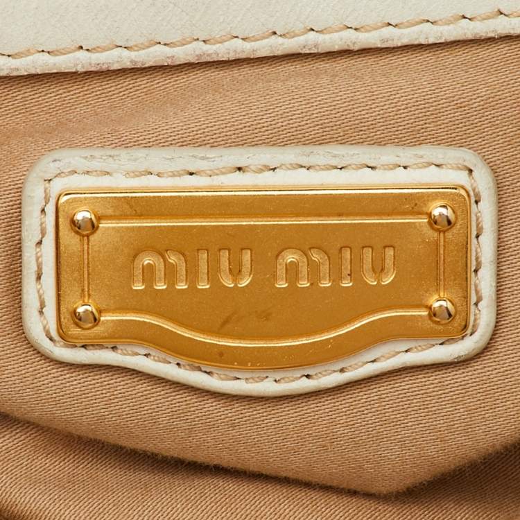 Pre Owned Miu Miu Cream Matelasse Leather Shopper Tote