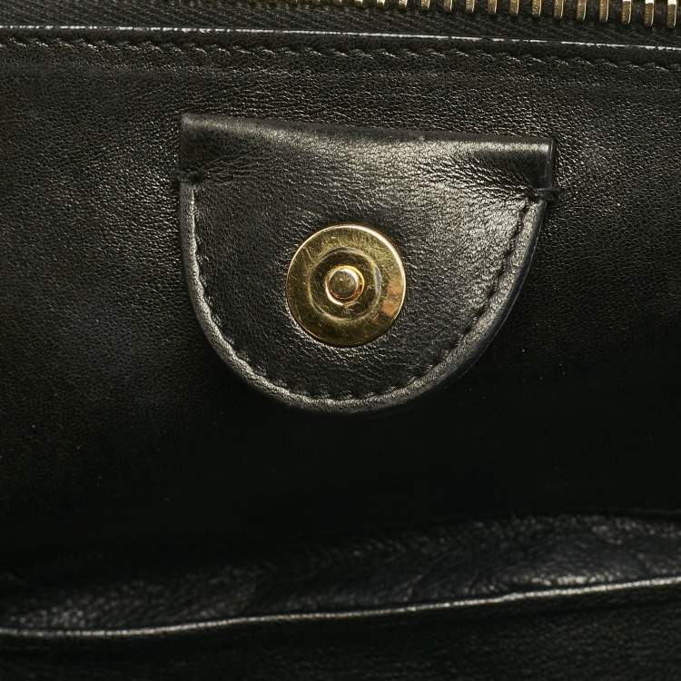 Pre Owned Miu Miu Black Matelasse Leather Biker Tote