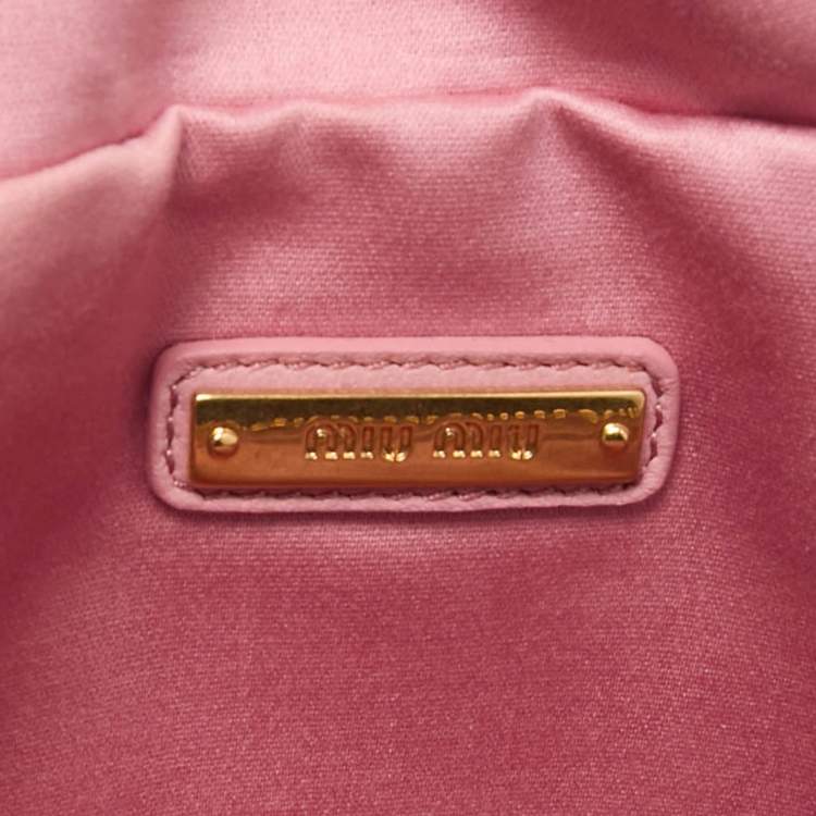 Pre Owned Miu Miu Pink Matelassé Leather Belt Bag