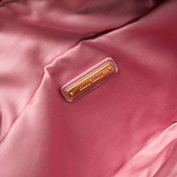 Pre Owned Miu Miu Pink Matelassé Leather Belt Bag