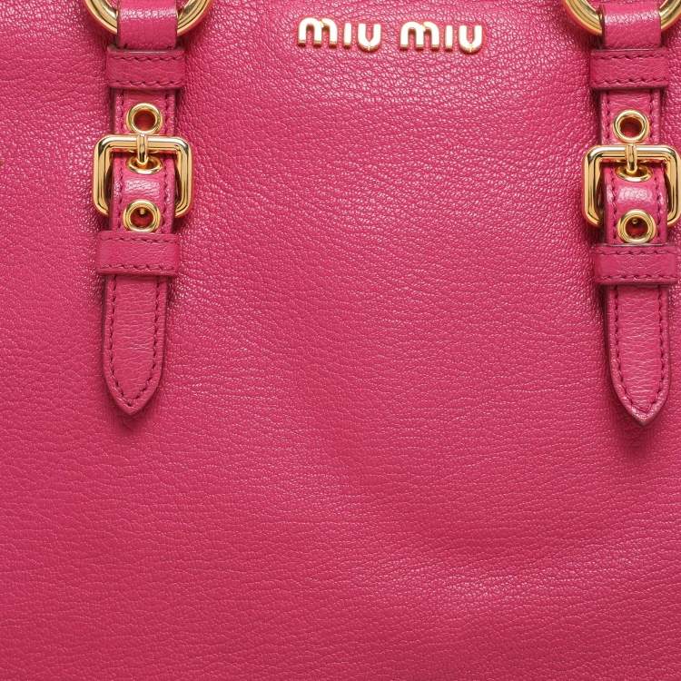 Pre Owned Miu Miu Pink Leather Zip Satchel