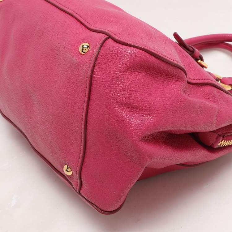 Pre Owned Miu Miu Pink Leather Zip Satchel