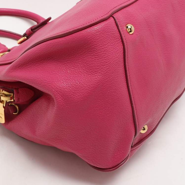 Pre Owned Miu Miu Pink Leather Zip Satchel