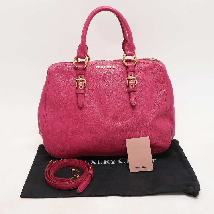 Pre Owned Miu Miu Pink Leather Zip Satchel