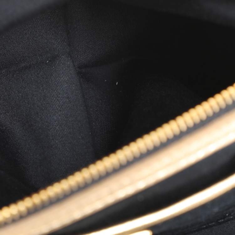 Pre Owned Miu Miu Gold Matelassé Leather Frame Clutch