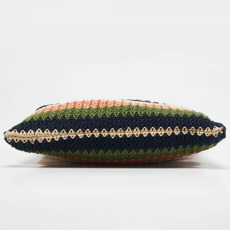 Pre Owned Miu Miu Multicolor Woven Raffia and Crochet Fabric Beach Tote