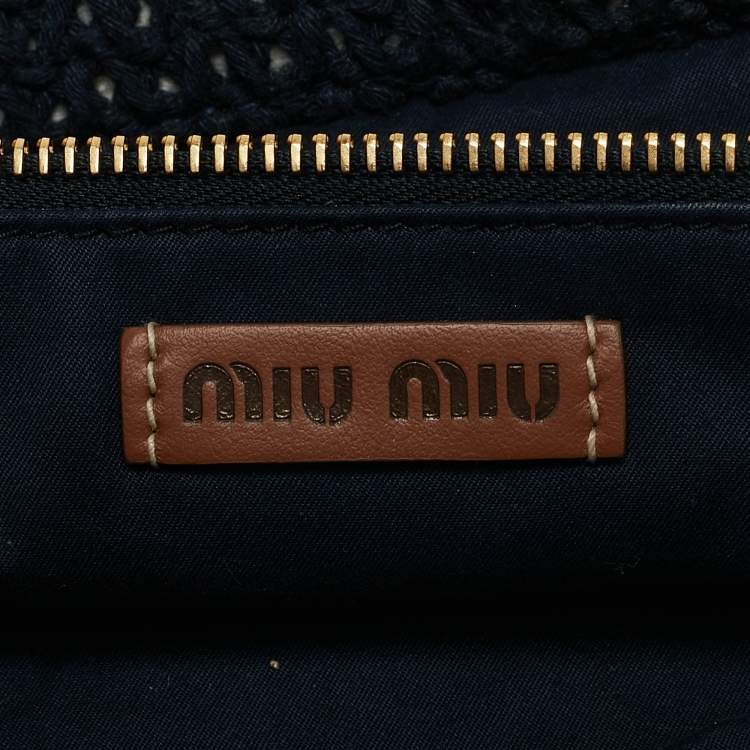 Pre Owned Miu Miu Multicolor Woven Raffia and Crochet Fabric Beach Tote