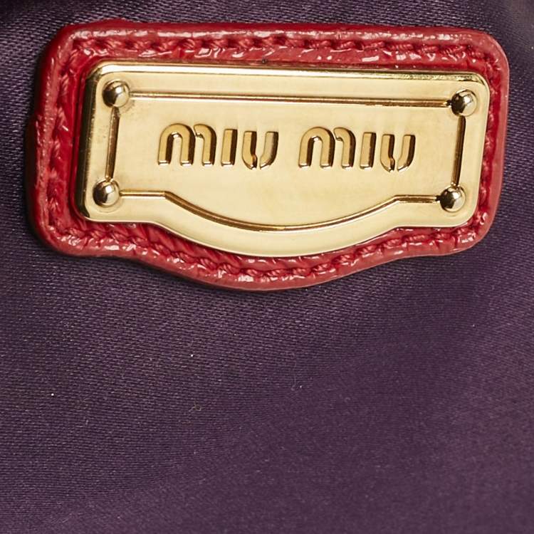 Pre Owned Miu Miu Red Matelasse Patent Leather Tote