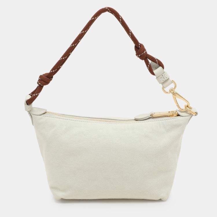 Pre Owned Miu Miu Chalk White Gabardine Fabric Pouch Bag