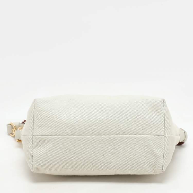 Pre Owned Miu Miu Chalk White Gabardine Fabric Pouch Bag