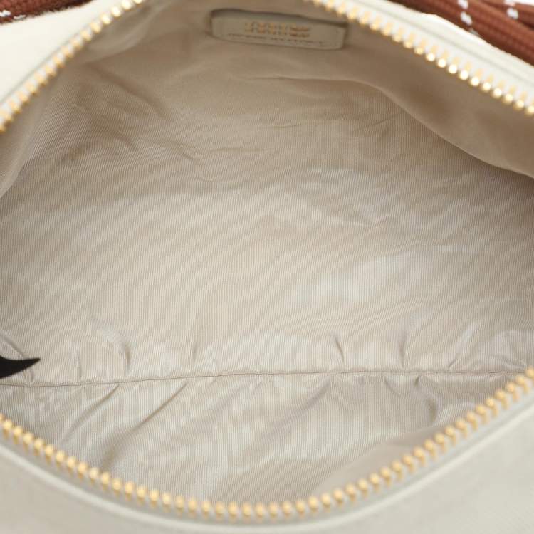 Pre Owned Miu Miu Chalk White Gabardine Fabric Pouch Bag