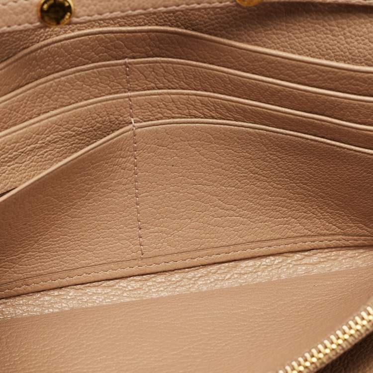 Pre Owned Miu Miu Two Tone Beige Leather Pushlock Flap Wallet on Chain