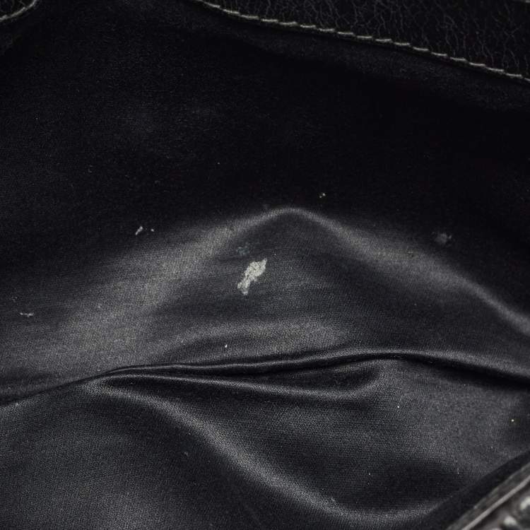 Pre Owned Miu Miu Black Matelassé Leather Flap Chain Clutch