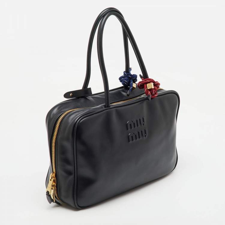 Pre Owned Miu Miu Black Leather Top Zip Beau Satchel
