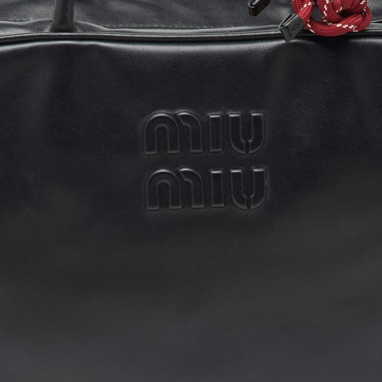 Pre Owned Miu Miu Black Leather Top Zip Beau Satchel