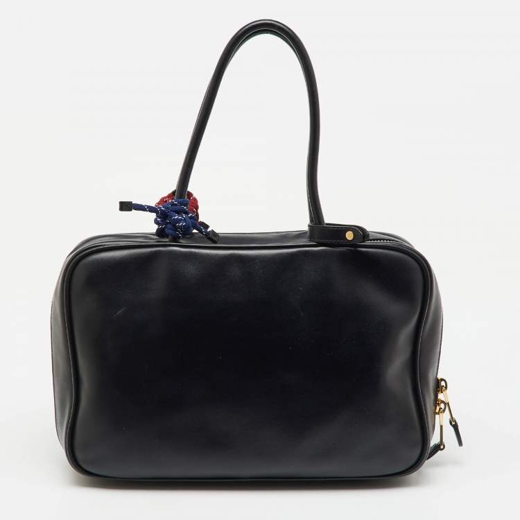 Pre Owned Miu Miu Black Leather Top Zip Beau Satchel