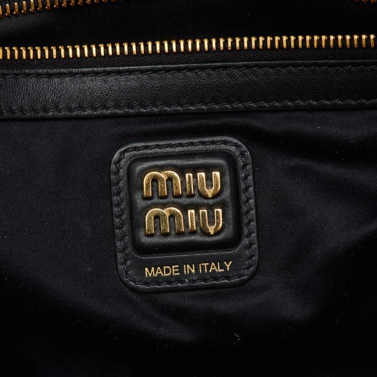Pre Owned Miu Miu Black Leather Top Zip Beau Satchel