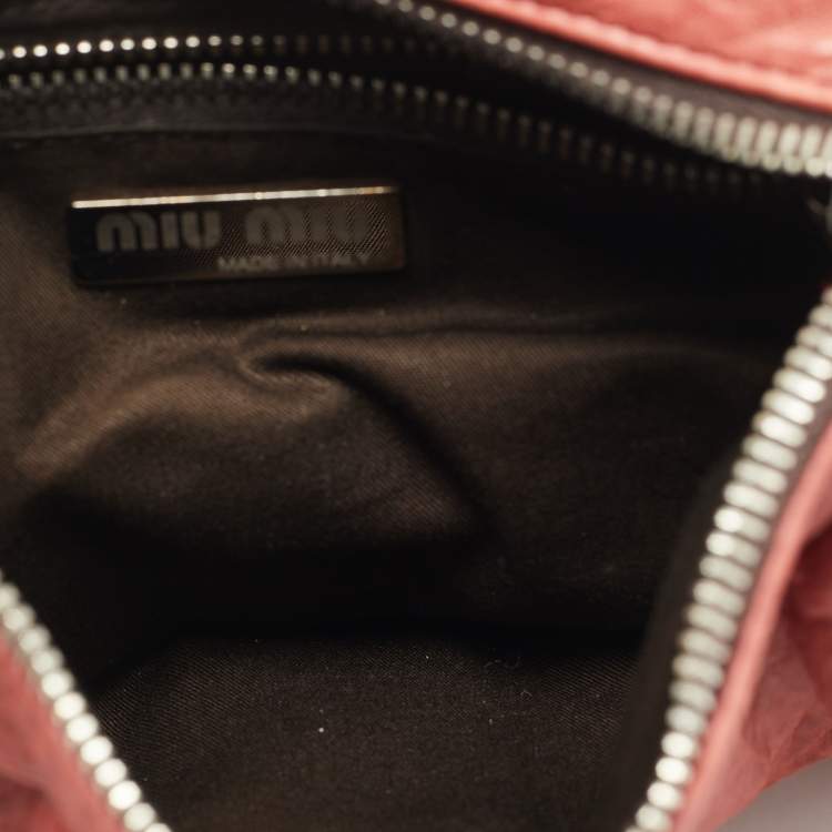Pre Owned Miu Miu Brick Red Leather Embellished Buckle Flap Bag