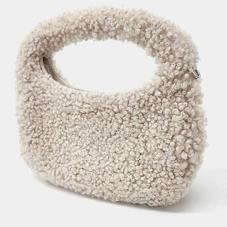 Pre Owned Miu Miu Beige Shearling Shearling Wander Matrasse Hobo Bag