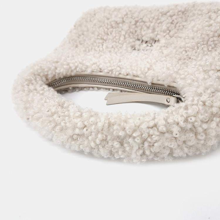 Pre Owned Miu Miu Beige Shearling Shearling Wander Matrasse Hobo Bag