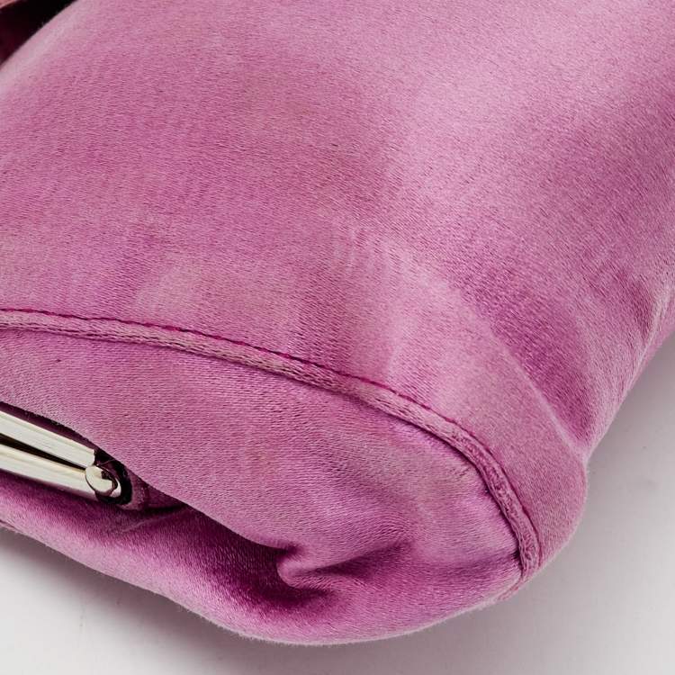 Pre Owned Miu Miu Pink Satin Frame Clutch
