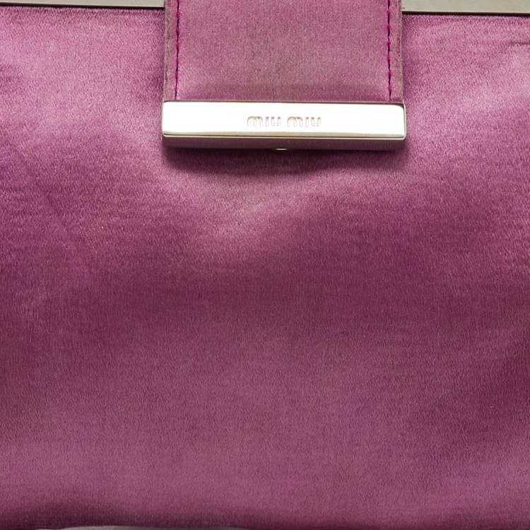 Pre Owned Miu Miu Pink Satin Frame Clutch