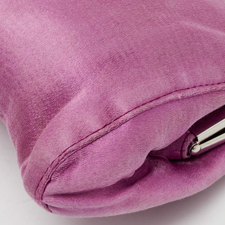 Pre Owned Miu Miu Pink Satin Frame Clutch