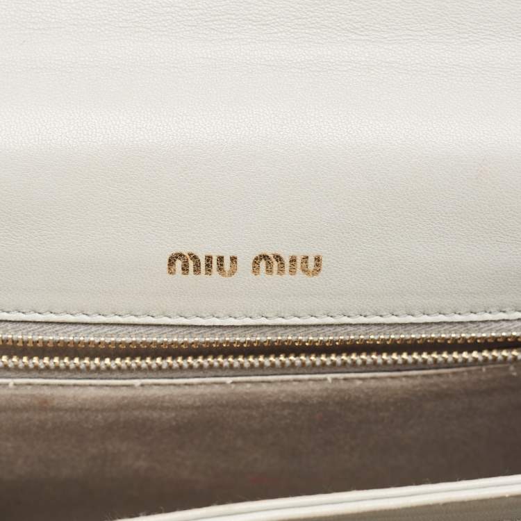 Pre Owned Miu Miu Grey Matelassé Leather Confidential Top Handle Bag