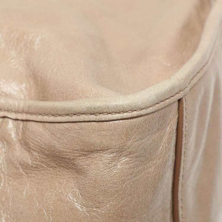 Pre Owned Miu Miu Beige Vitello Shine Leather Satchel