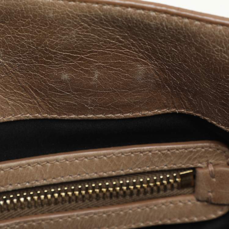 Pre Owned Miu Miu Beige Vitello Shine Leather Satchel