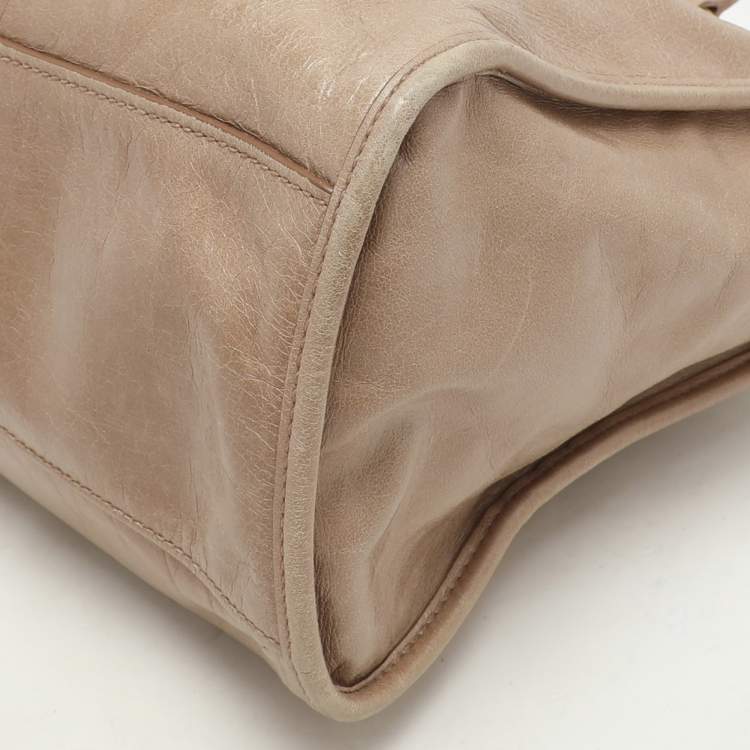 Pre Owned Miu Miu Beige Vitello Shine Leather Satchel