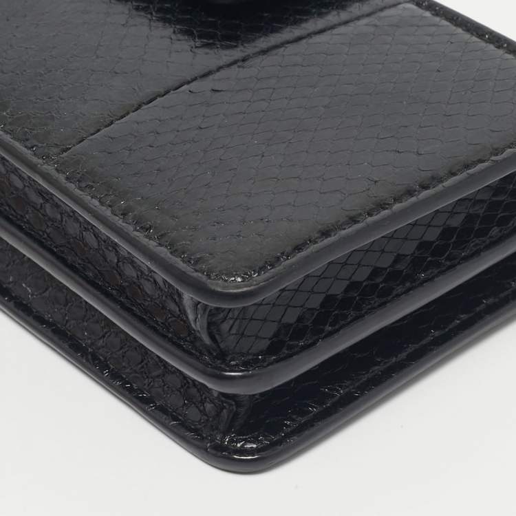 Pre Owned Miu Miu Black Snakeskin Embossed Leather Phone Wallet Crossbody Bag