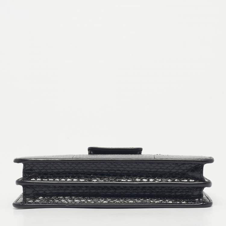 Pre Owned Miu Miu Black Snakeskin Embossed Leather Phone Wallet Crossbody Bag