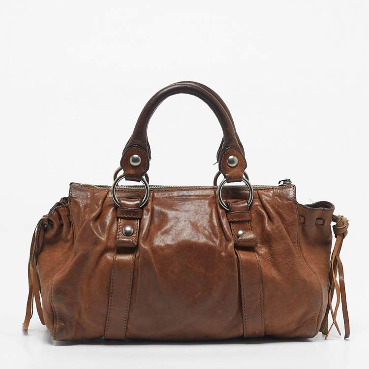 Pre Owned Miu Miu Brown Leather Satchel