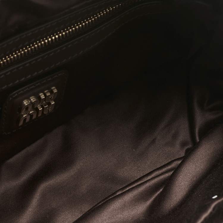 Pre Owned Miu Miu Cocoa Brown Padded Leather Arcadie Top Handle Bag