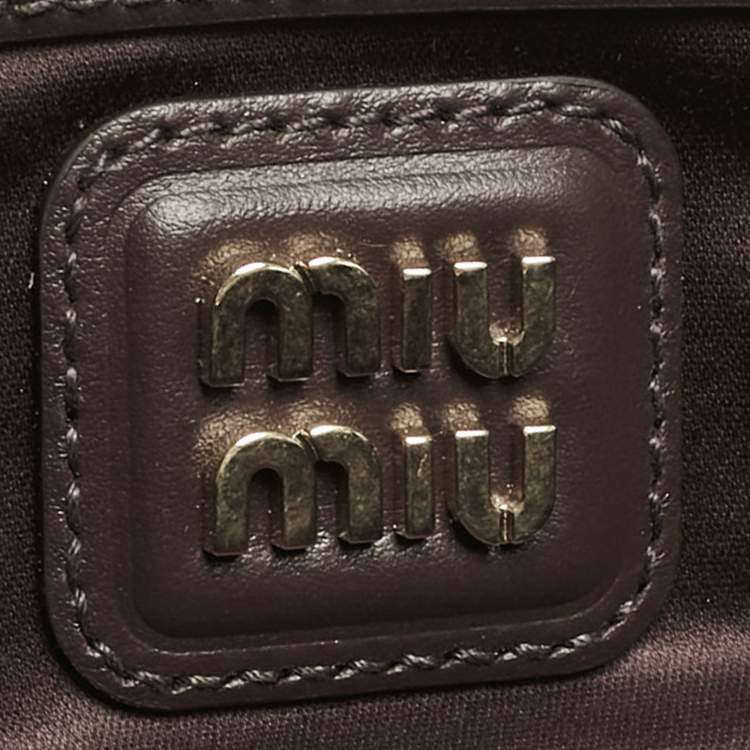 Pre Owned Miu Miu Cocoa Brown Padded Leather Arcadie Top Handle Bag