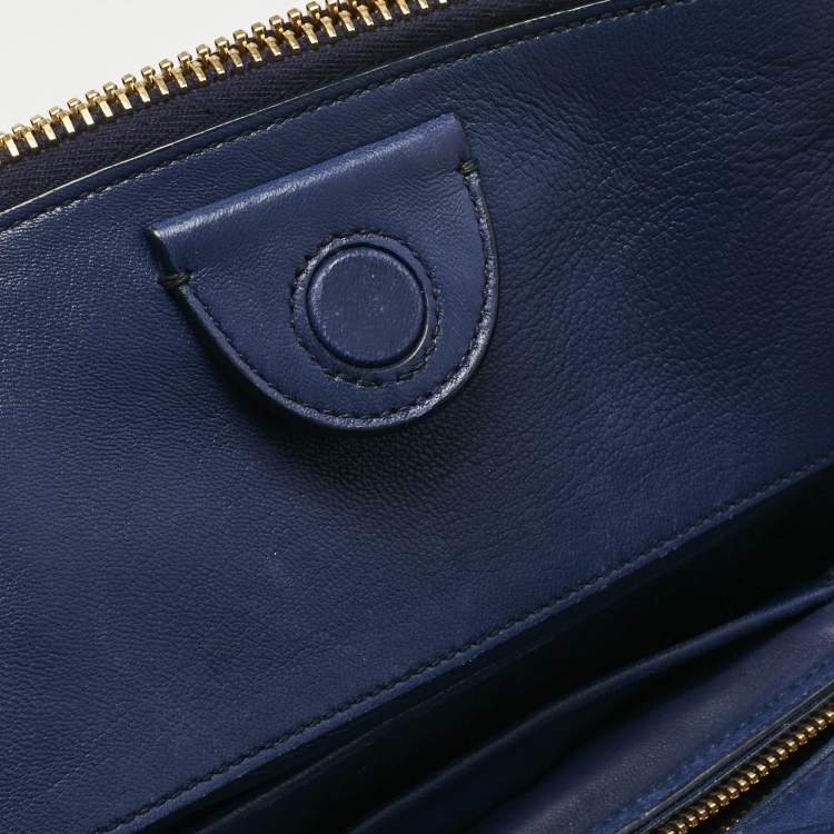 Pre Owned Miu Miu Blue Matelassé Leather Double Zip Tote