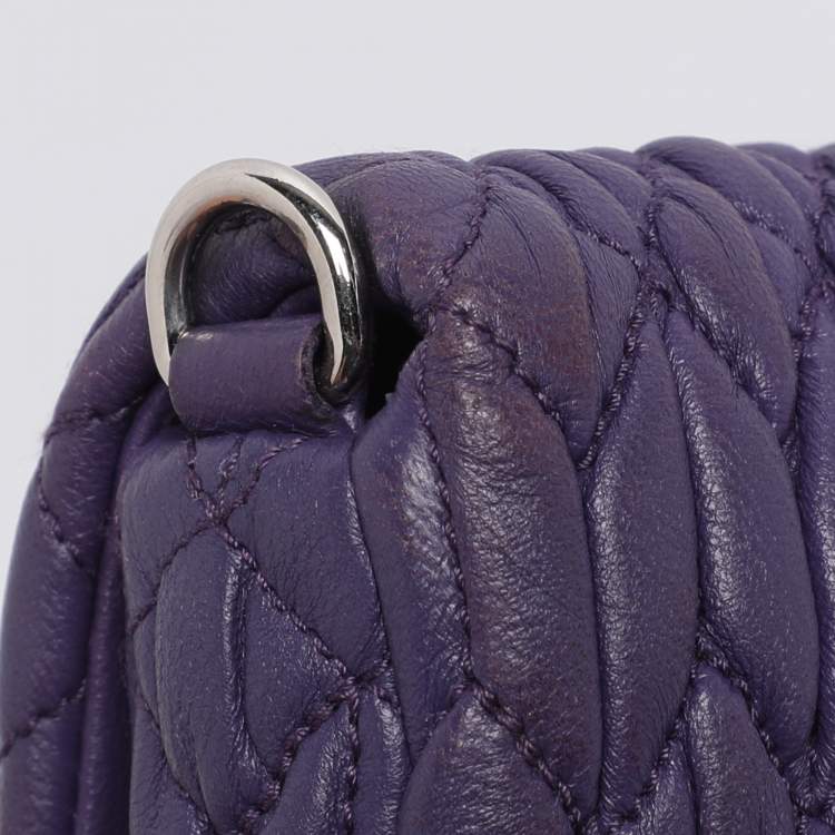 Pre Owned Miu Miu Purple Matelasse Leather Crystal Embellished Shoulder Bag