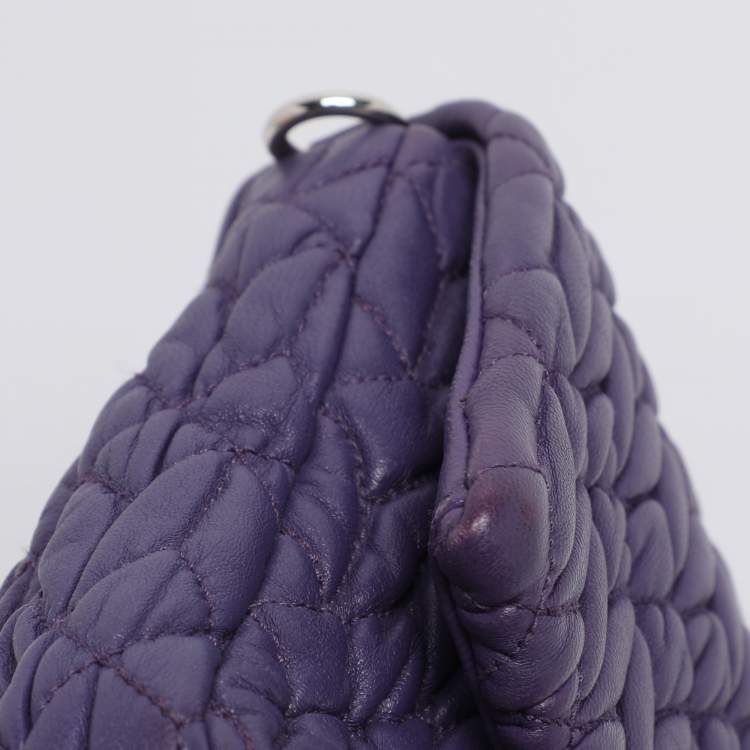 Pre Owned Miu Miu Purple Matelasse Leather Crystal Embellished Shoulder Bag