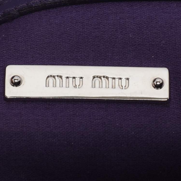 Pre Owned Miu Miu Purple Matelasse Leather Crystal Embellished Shoulder Bag